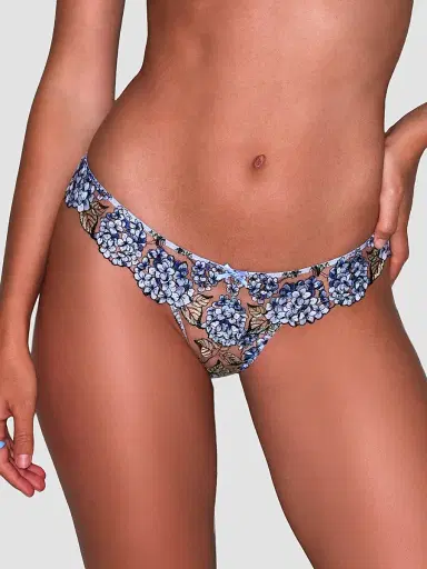 Fleur du Mal Women's Hydrangea Embroidery Thongs - Petal Blue - Size Large | Thumbnail 4 Fleur du Mal Women's Hydrangea Embroidery Thongs - Petal Blue - Size Large | Thumbnail 4