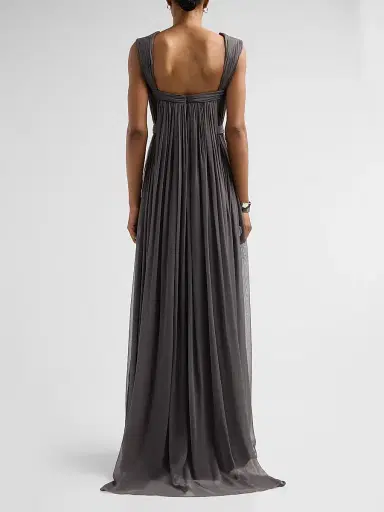 PAMELLA ROLAND Women's Ruched Silk Gown - Charcoal - Size 10 | Thumbnail 3 PAMELLA ROLAND Women's Ruched Silk Gown - Charcoal - Size 10 | Thumbnail 3