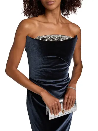 PAMELLA ROLAND Women's Embellished Necklinie Velvet Column Gown - Charcoal Silver - Size 10 | Thumbnail 6 PAMELLA ROLAND Women's Embellished Necklinie Velvet Column Gown - Charcoal Silver - Size 10 | Thumbnail 6