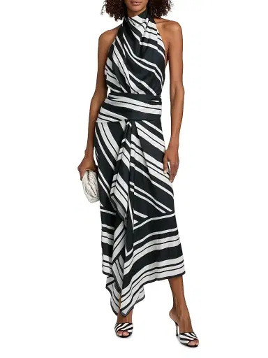 Brandon Maxwell Women's The Marin Striped Scarf Maxi Dress - Black White Stripe - Size 8 | Thumbnail 3 Brandon Maxwell Women's The Marin Striped Scarf Maxi Dress - Black White Stripe - Size 8 | Thumbnail 3