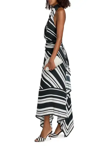 Brandon Maxwell Women's The Marin Striped Scarf Maxi Dress - Black White Stripe - Size 8 | Thumbnail 4 Brandon Maxwell Women's The Marin Striped Scarf Maxi Dress - Black White Stripe - Size 8 | Thumbnail 4