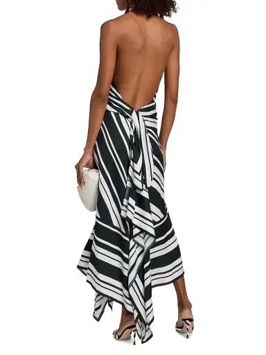 Brandon Maxwell Women's The Marin Striped Scarf Maxi Dress - Black White Stripe - Size 8 | Thumbnail 5 Brandon Maxwell Women's The Marin Striped Scarf Maxi Dress - Black White Stripe - Size 8 | Thumbnail 5