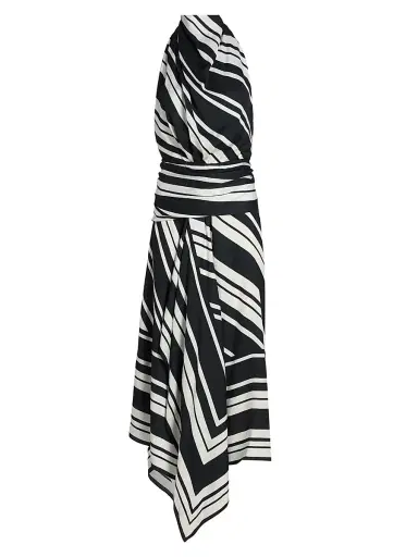 Brandon Maxwell Women's The Marin Striped Scarf Maxi Dress - Black White Stripe - Size 8 | Thumbnail 1 Brandon Maxwell Women's The Marin Striped Scarf Maxi Dress - Black White Stripe - Size 8 | Thumbnail 1