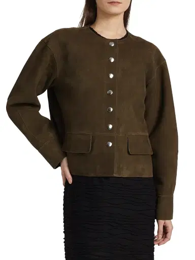 Proenza Schouler White Label Women's Robin Suede Jacket - Wood | Thumbnail 3 Proenza Schouler White Label Women's Robin Suede Jacket - Wood | Thumbnail 3