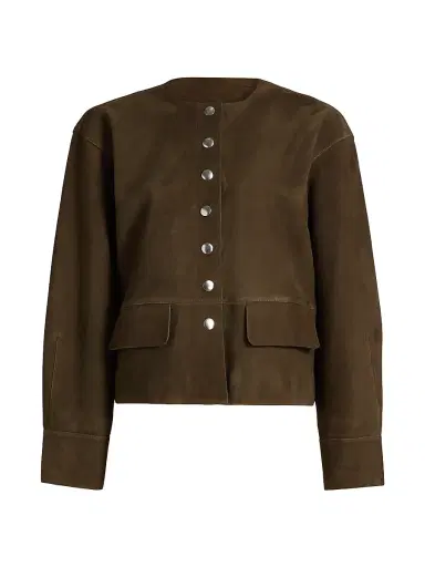 Proenza Schouler White Label Women's Robin Suede Jacket - Wood | Thumbnail 1 Proenza Schouler White Label Women's Robin Suede Jacket - Wood | Thumbnail 1