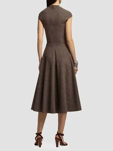 Ralph Lauren Collection Women's Maisey Broken-Twill Jersey Day Dress - Porcini Honey Multi - Size 8 | Thumbnail 5 Ralph Lauren Collection Women's Maisey Broken-Twill Jersey Day Dress - Porcini Honey Multi - Size 8 | Thumbnail 5