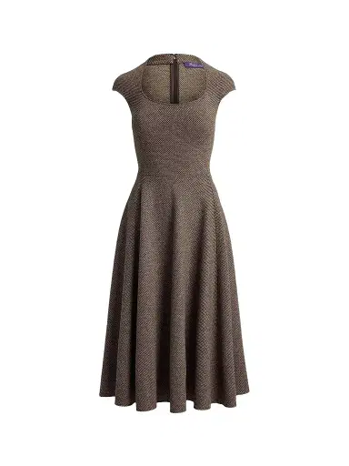 Ralph Lauren Collection Women's Maisey Broken-Twill Jersey Day Dress - Porcini Honey Multi - Size 8 | Thumbnail 1 Ralph Lauren Collection Women's Maisey Broken-Twill Jersey Day Dress - Porcini Honey Multi - Size 8 | Thumbnail 1
