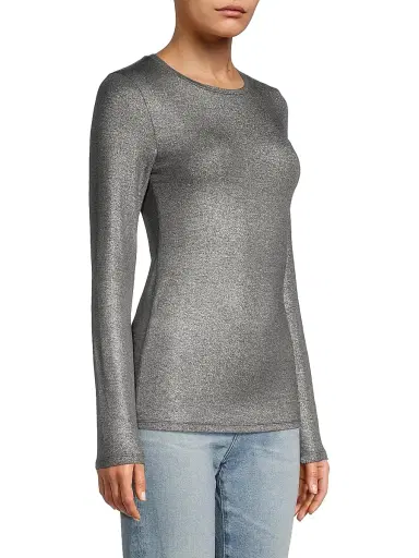 Majestic Filatures Women's Soft Touch Metallic Crewneck Top - Anthracite | Thumbnail 4 Majestic Filatures Women's Soft Touch Metallic Crewneck Top - Anthracite | Thumbnail 4