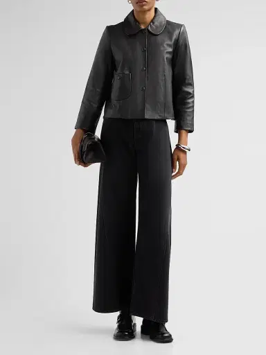 ba & sh Women's Mylos Leather Jacket - Noir | Thumbnail 2 ba & sh Women's Mylos Leather Jacket - Noir | Thumbnail 2