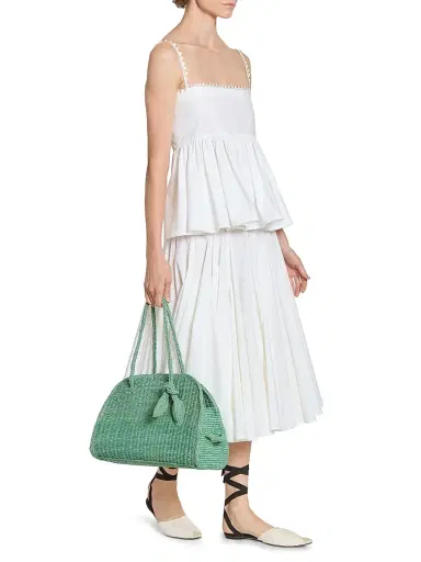 Jacquemus Women's Le Turismo Raffia & Leather Bowler - Turquoise | Thumbnail 2 Jacquemus Women's Le Turismo Raffia & Leather Bowler - Turquoise | Thumbnail 2