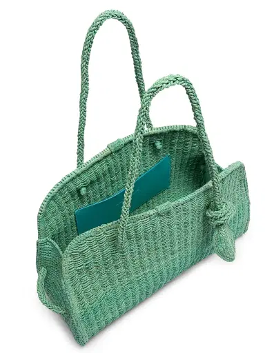 Jacquemus Women's Le Turismo Raffia & Leather Bowler - Turquoise | Thumbnail 3 Jacquemus Women's Le Turismo Raffia & Leather Bowler - Turquoise | Thumbnail 3