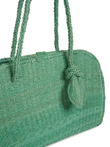 Jacquemus Women's Le Turismo Raffia & Leather Bowler - Turquoise | Thumbnail 4 Jacquemus Women's Le Turismo Raffia & Leather Bowler - Turquoise | Thumbnail 4