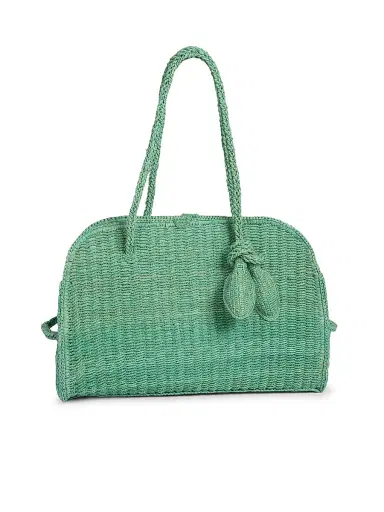 Jacquemus Women's Le Turismo Raffia & Leather Bowler - Turquoise | Thumbnail 1 Jacquemus Women's Le Turismo Raffia & Leather Bowler - Turquoise | Thumbnail 1