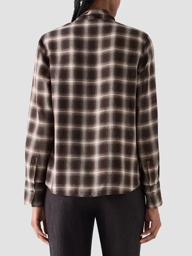Akris punto Women's Plaid Bow Collar Blouse - Espresso Cashew - Size 16 | Thumbnail 3 Akris punto Women's Plaid Bow Collar Blouse - Espresso Cashew - Size 16 | Thumbnail 3