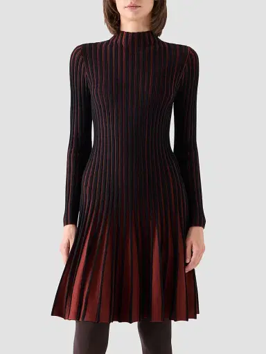 Akris punto Women's Pleated Wool Dress - Copper Black - Size 16 | Thumbnail 4 Akris punto Women's Pleated Wool Dress - Copper Black - Size 16 | Thumbnail 4