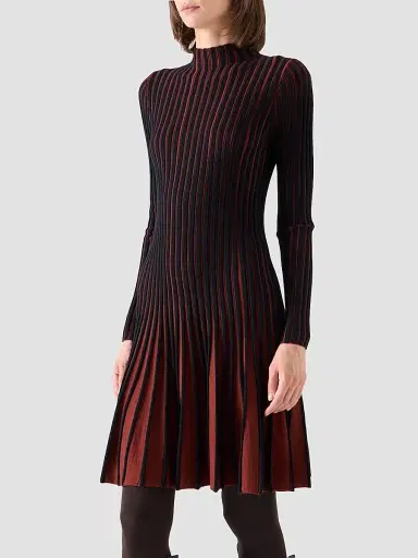 Akris punto Women's Pleated Wool Dress - Copper Black - Size 16 | Thumbnail 6 Akris punto Women's Pleated Wool Dress - Copper Black - Size 16 | Thumbnail 6