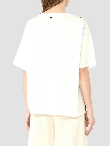 Weekend Max Mara Women's Jersey and Printed Silk T-Shirt - Light Blue | Thumbnail 4 Weekend Max Mara Women's Jersey and Printed Silk T-Shirt - Light Blue | Thumbnail 4