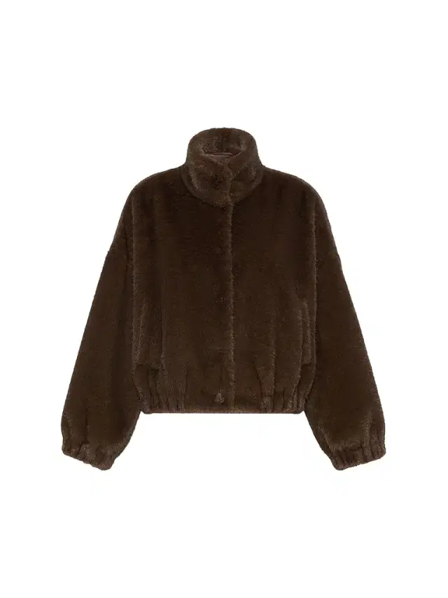 Women's Fluffy Textured Short Jacket - Brown Women's Fluffy Textured Short Jacket - Brown