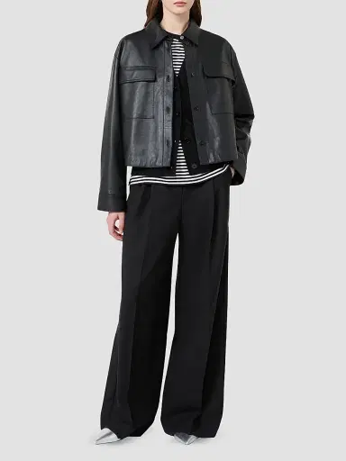 Weekend Max Mara Women's Wide Leg Woollen Cloth Trousers - Black | Thumbnail 2 Weekend Max Mara Women's Wide Leg Woollen Cloth Trousers - Black | Thumbnail 2