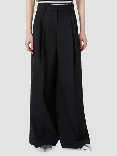 Weekend Max Mara Women's Wide Leg Woollen Cloth Trousers - Black | Thumbnail 3 Weekend Max Mara Women's Wide Leg Woollen Cloth Trousers - Black | Thumbnail 3