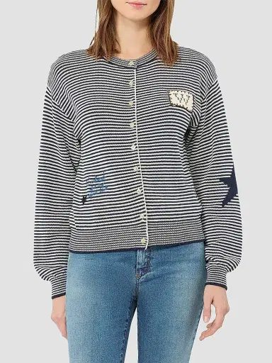 Weekend Max Mara Women's Inlay Detail Cotton Yarn Cardigan | Thumbnail 3 Weekend Max Mara Women's Inlay Detail Cotton Yarn Cardigan | Thumbnail 3