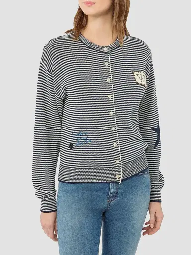 Weekend Max Mara Women's Inlay Detail Cotton Yarn Cardigan | Thumbnail 5 Weekend Max Mara Women's Inlay Detail Cotton Yarn Cardigan | Thumbnail 5