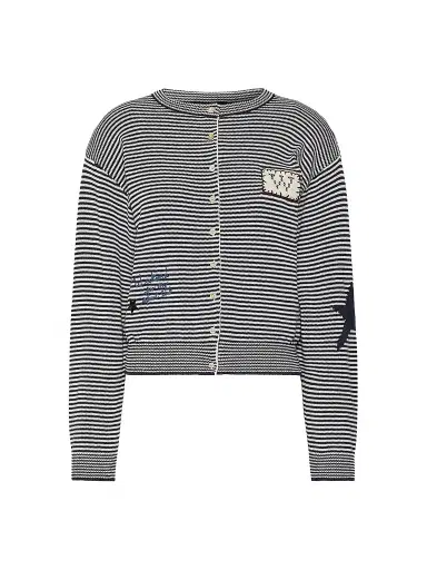 Weekend Max Mara Women's Inlay Detail Cotton Yarn Cardigan | Thumbnail 1 Weekend Max Mara Women's Inlay Detail Cotton Yarn Cardigan | Thumbnail 1