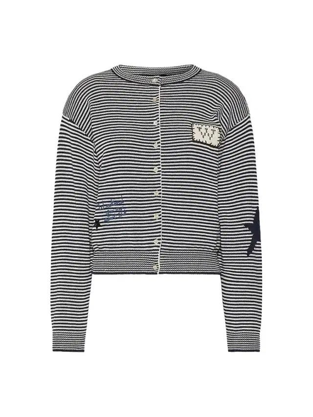 Women's Inlay Detail Cotton Yarn Cardigan Women's Inlay Detail Cotton Yarn Cardigan