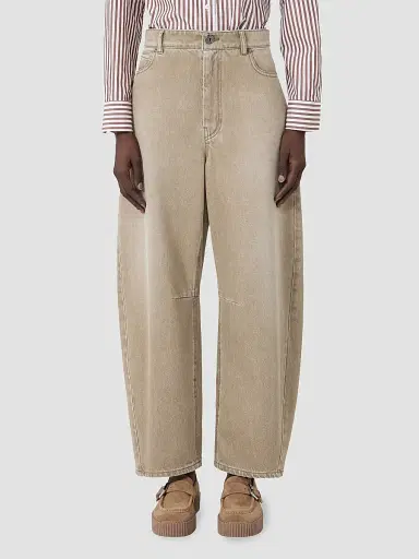 Weekend Max Mara Women's Worn Look Denim Barrel Leg Jeans - Beige | Thumbnail 3 Weekend Max Mara Women's Worn Look Denim Barrel Leg Jeans - Beige | Thumbnail 3