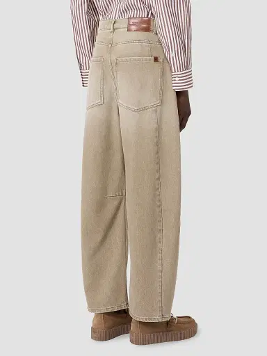 Weekend Max Mara Women's Worn Look Denim Barrel Leg Jeans - Beige | Thumbnail 4 Weekend Max Mara Women's Worn Look Denim Barrel Leg Jeans - Beige | Thumbnail 4