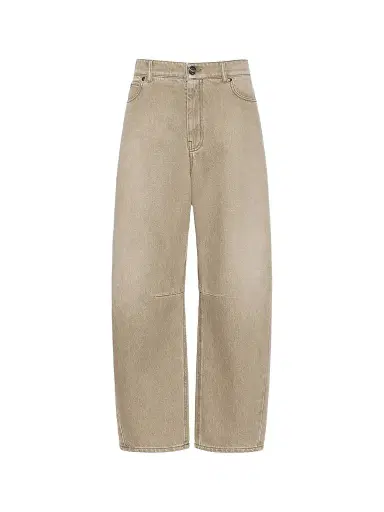 Weekend Max Mara Women's Worn Look Denim Barrel Leg Jeans - Beige | Thumbnail 1 Weekend Max Mara Women's Worn Look Denim Barrel Leg Jeans - Beige | Thumbnail 1