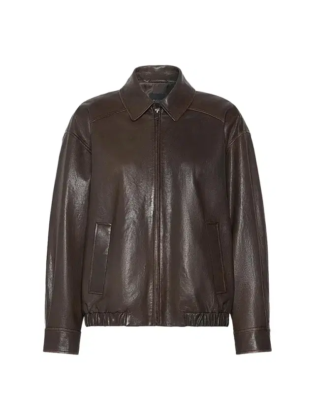 Women's Nappa Leather Bomber Jacket - Dark Bown Women's Nappa Leather Bomber Jacket - Dark Bown