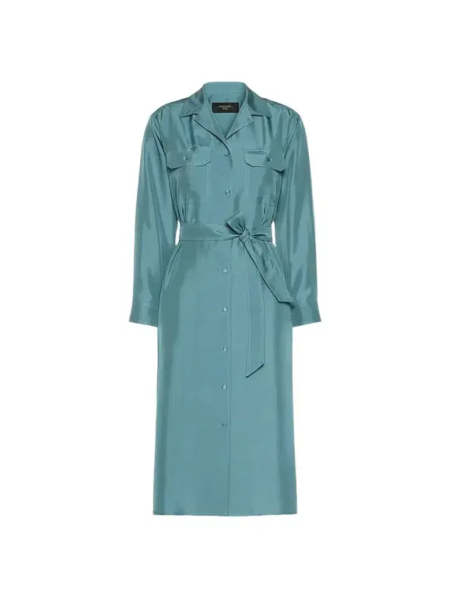 Women's Silk Shirt Dress - Blue Women's Silk Shirt Dress - Blue