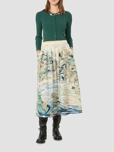 Weekend Max Mara Women's Fine Rib Knit Viscose Yarn Cardigan - Green | Thumbnail 2 Weekend Max Mara Women's Fine Rib Knit Viscose Yarn Cardigan - Green | Thumbnail 2