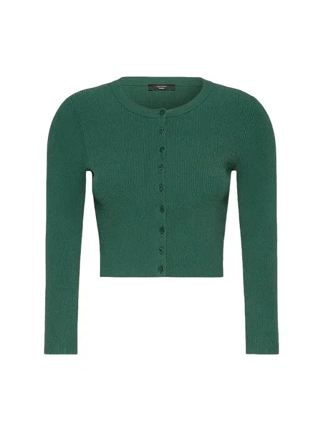 Women's Fine Rib Knit Viscose Yarn Cardigan - Green Women's Fine Rib Knit Viscose Yarn Cardigan - Green