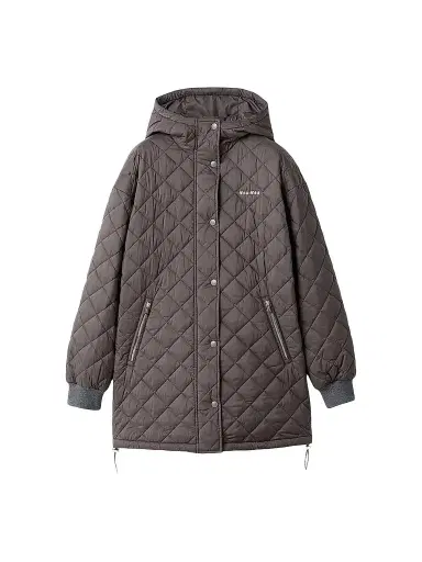 Miu Miu Women's Technical Pongé Down Coat - Grey - Size 6 | Thumbnail 1 Miu Miu Women's Technical Pongé Down Coat - Grey - Size 6 | Thumbnail 1