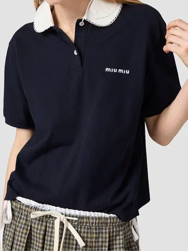 Miu Miu Women's Piqué Polo Shirt | Thumbnail 3 Miu Miu Women's Piqué Polo Shirt | Thumbnail 3