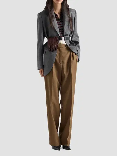 Prada Women's Striped Cashmere and Silk Polo Shirt - Brown - Size 10 | Thumbnail 2 Prada Women's Striped Cashmere and Silk Polo Shirt - Brown - Size 10 | Thumbnail 2