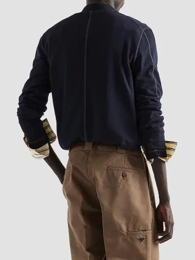 Prada Men's Long-Sleeved Wool Polo Sweater - Blue - Size 44 | Thumbnail 3 Prada Men's Long-Sleeved Wool Polo Sweater - Blue - Size 44 | Thumbnail 3