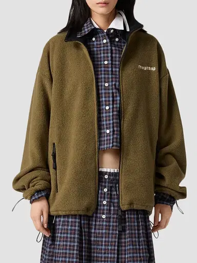 Miu Miu Women's Fleece Zipper Jacket - Green - Size XXL | Thumbnail 2 Miu Miu Women's Fleece Zipper Jacket - Green - Size XXL | Thumbnail 2