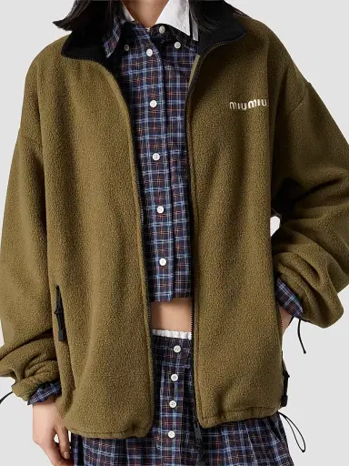 Miu Miu Women's Fleece Zipper Jacket - Green - Size XXL | Thumbnail 4 Miu Miu Women's Fleece Zipper Jacket - Green - Size XXL | Thumbnail 4