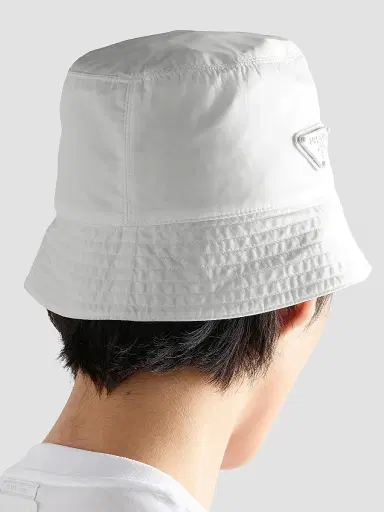 Prada Women's Foldable Nylon Bucket Hat - White | Thumbnail 4 Prada Women's Foldable Nylon Bucket Hat - White | Thumbnail 4