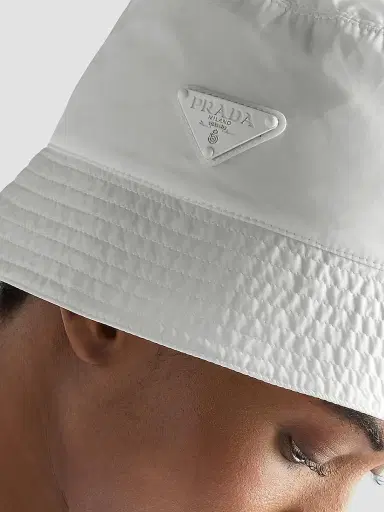 Prada Women's Foldable Nylon Bucket Hat - White | Thumbnail 5 Prada Women's Foldable Nylon Bucket Hat - White | Thumbnail 5