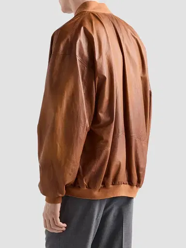 Prada Men's Oversized Nappa Leather Bomber Jacket | Thumbnail 3 Prada Men's Oversized Nappa Leather Bomber Jacket | Thumbnail 3
