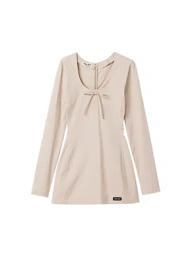 Miu Miu Women's Stretch Poplin Mini Dress - Beige Khaki | Thumbnail 1 Miu Miu Women's Stretch Poplin Mini Dress - Beige Khaki | Thumbnail 1