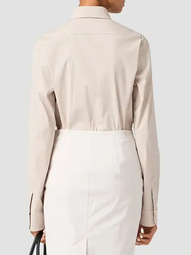 Miu Miu Women's Stretch Poplin Shirt - Beige Khaki | Thumbnail 3 Miu Miu Women's Stretch Poplin Shirt - Beige Khaki | Thumbnail 3