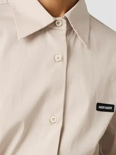 Miu Miu Women's Stretch Poplin Shirt - Beige Khaki | Thumbnail 5 Miu Miu Women's Stretch Poplin Shirt - Beige Khaki | Thumbnail 5