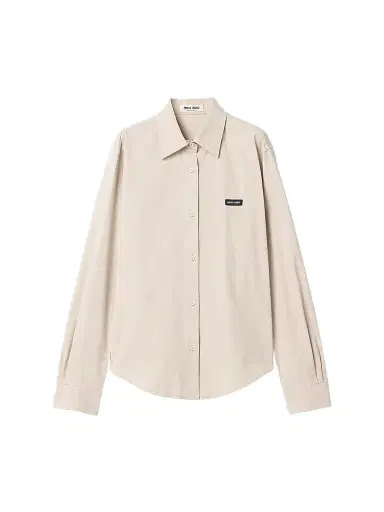 Miu Miu Women's Stretch Poplin Shirt - Beige Khaki | Thumbnail 1 Miu Miu Women's Stretch Poplin Shirt - Beige Khaki | Thumbnail 1