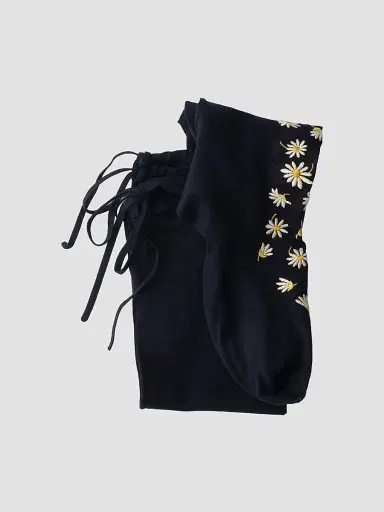 Prada Women's Embroidered Over the Knee Cotton Socks - Blue - Size 3 | Thumbnail 3 Prada Women's Embroidered Over the Knee Cotton Socks - Blue - Size 3 | Thumbnail 3