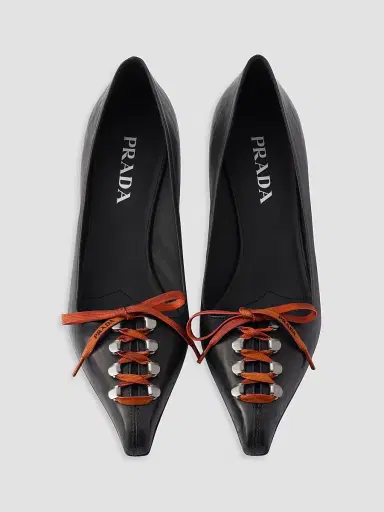 Prada Women's Antiqued Leather Pumps - Black | Thumbnail 2 Prada Women's Antiqued Leather Pumps - Black | Thumbnail 2